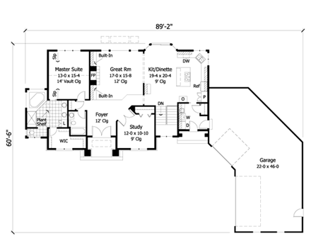 European, One-Story, Ranch, Traditional House Plan 42012 with 4 Beds, 3 Baths, 3 Car Garage First Level Plan