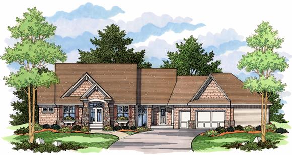 European, One-Story, Ranch, Traditional House Plan 42015 with 4 Beds, 3 Baths, 3 Car Garage Elevation