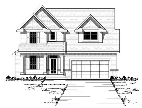 Craftsman, European, Narrow Lot, Traditional House Plan 42053 with 3 Beds, 3 Baths, 2 Car Garage Elevation