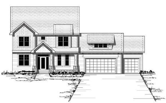 Colonial, European, Traditional House Plan 42060 with 3 Beds, 3 Baths, 3 Car Garage Elevation