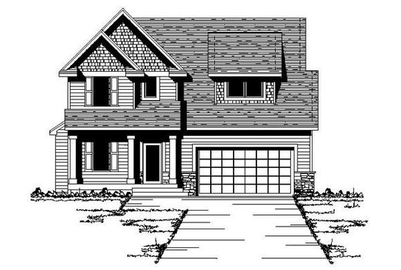 Country, Craftsman, Narrow Lot, Traditional House Plan 42082 with 3 Beds, 3 Baths, 2 Car Garage Elevation