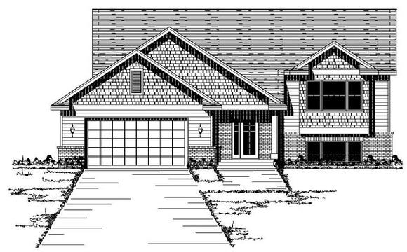 Craftsman, One-Story House Plan 42091 with 2 Beds, 1 Baths, 2 Car Garage Elevation