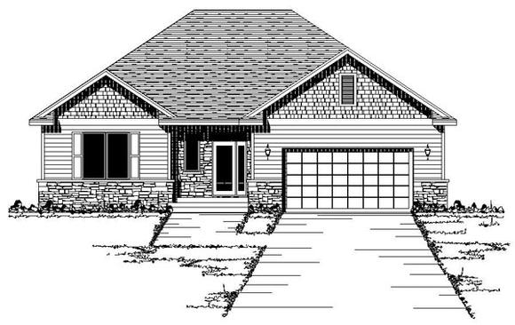 European, One-Story, Traditional House Plan 42092 with 2 Beds, 1 Baths, 2 Car Garage Elevation