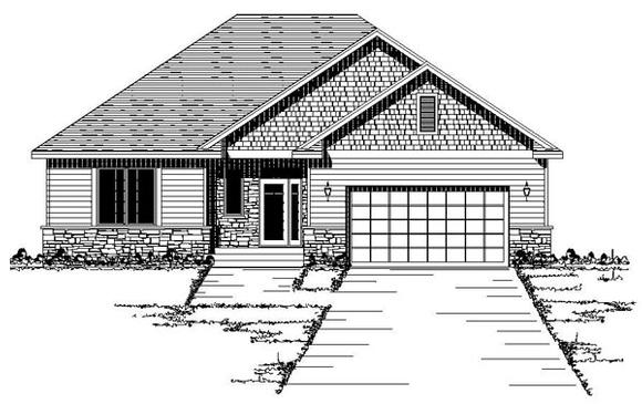 European, One-Story, Traditional House Plan 42093 with 2 Beds, 1 Baths, 2 Car Garage Elevation