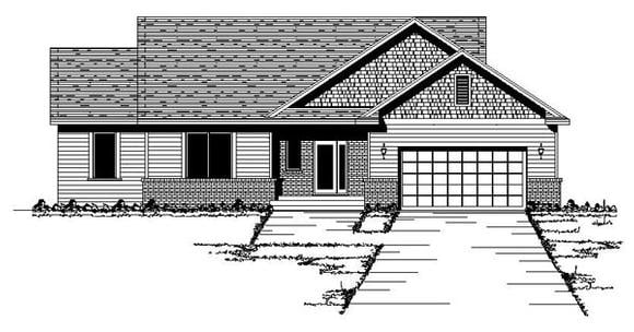 Traditional House Plan 42098 with 3 Beds, 2 Baths, 2 Car Garage Elevation
