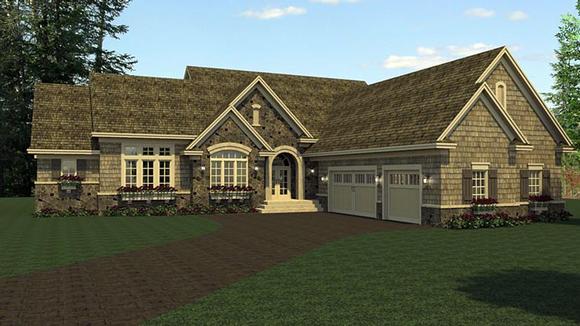 European, Ranch, Traditional House Plan 42108 with 4 Beds, 5 Baths, 3 Car Garage Elevation