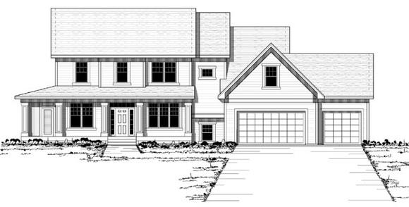 Colonial, Country, European, Traditional House Plan 42124 with 4 Beds, 3 Baths, 3 Car Garage Elevation