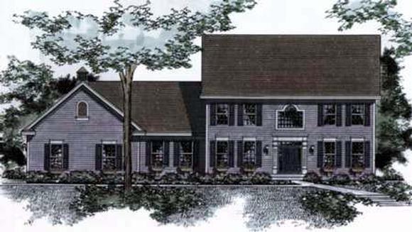 Colonial House Plan 42187 with 4 Beds, 3 Baths Elevation