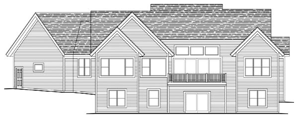 Craftsman, Traditional House Plan 42498 with 4 Beds, 4 Baths, 3 Car Garage Rear Elevation