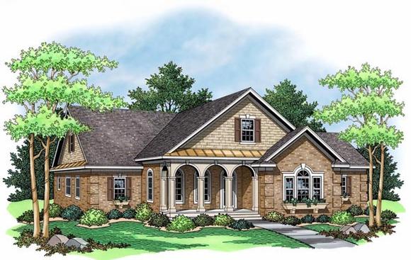 European, Ranch, Traditional House Plan 42503 with 3 Beds, 2 Baths, 2 Car Garage Elevation