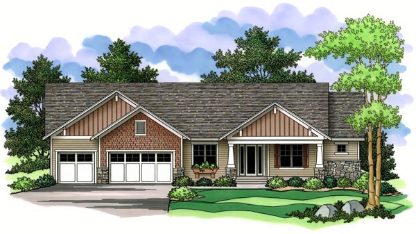 Craftsman, Ranch, Traditional Plan with 2311 Sq. Ft., 2 Bedrooms, 2 Bathrooms, 3 Car Garage Picture 9
