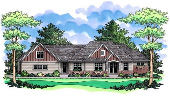 Ranch, Traditional House Plan 42510 with 3 Beds, 3 Baths, 4 Car Garage Elevation