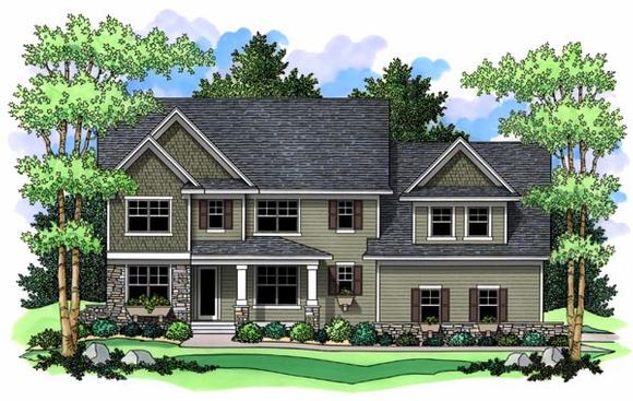 Craftsman, Traditional House Plan 42516 with 4 Beds, 3 Baths, 3 Car Garage Elevation