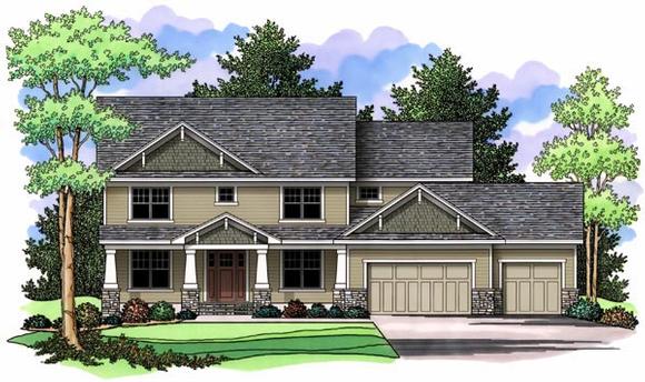 Craftsman, Traditional House Plan 42520 with 3 Beds, 3 Baths, 3 Car Garage Elevation