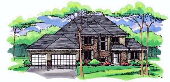 Country, Craftsman, Traditional House Plan 42539 with 4 Beds, 3 Baths, 3 Car Garage Elevation