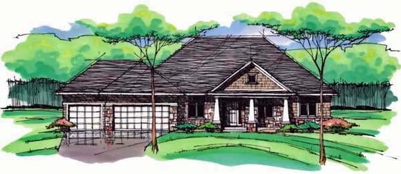 Cottage, Country, Craftsman, European, Ranch, Traditional House Plan 42554 with 5 Beds, 3 Baths, 3 Car Garage Elevation