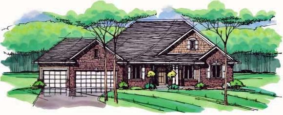 Cottage, Country, Craftsman, European, Ranch, Traditional House Plan 42557 with 3 Beds, 2 Baths, 3 Car Garage Elevation