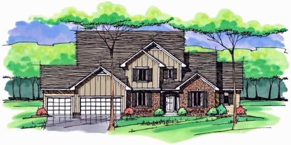 Colonial, Cottage, Country, Craftsman, European, Traditional House Plan 42561 with 4 Beds, 4 Baths, 3 Car Garage Elevation