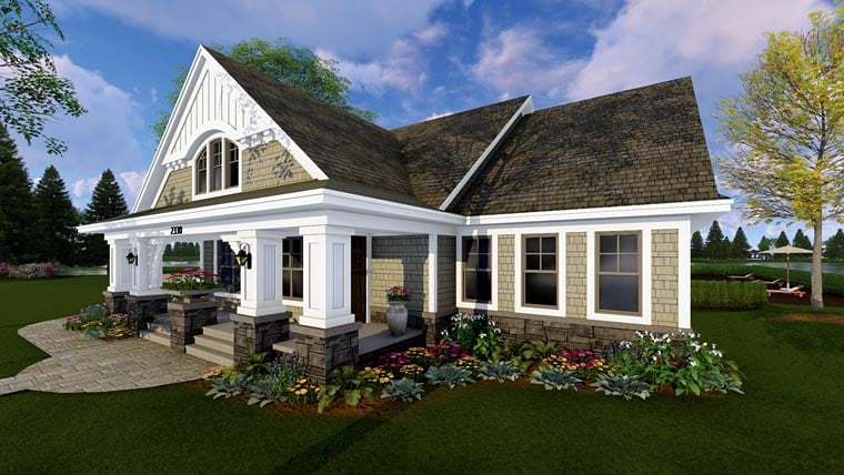 Bungalow, Cottage, Craftsman, Traditional Plan with 1866 Sq. Ft., 3 Bedrooms, 2 Bathrooms, 2 Car Garage Picture 2