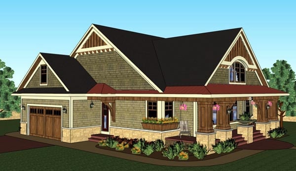 Bungalow, Cottage, Craftsman, Traditional Plan with 1866 Sq. Ft., 3 Bedrooms, 2 Bathrooms, 2 Car Garage Picture 7