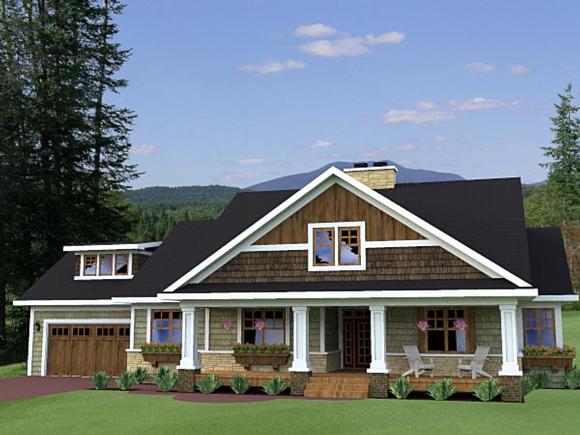 Craftsman, Traditional House Plan 42619 with 3 Beds, 3 Baths, 2 Car Garage Elevation