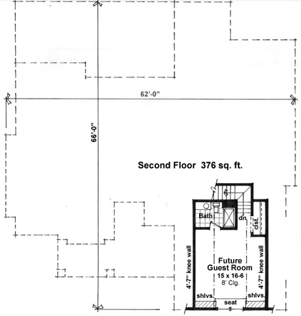 Craftsman House Plan 42623 with 3 Beds, 2 Baths, 2 Car Garage Second Level Plan