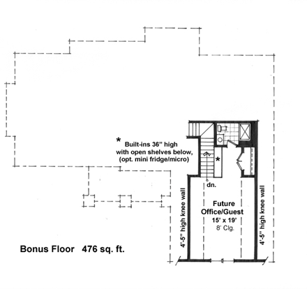 Craftsman House Plan 42624 with 3 Beds, 2 Baths, 2 Car Garage Second Level Plan