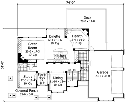 House Plan 42640 with 4 Beds, 4 Baths, 3 Car Garage First Level Plan