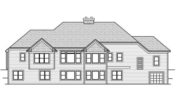 House Plan 42648 with 4 Beds, 5 Baths, 4 Car Garage Rear Elevation