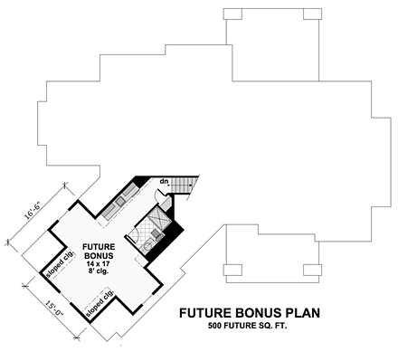 Bungalow, Cottage, Craftsman, Tudor House Plan 42675 with 3 Beds, 3 Baths, 2 Car Garage Second Level Plan
