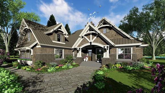 Bungalow, Cottage, Craftsman, French Country, Tudor House Plan 42676 with 4 Beds, 3 Baths, 2 Car Garage Elevation