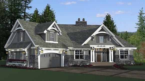 Bungalow, Cottage, Craftsman, French Country, Tudor House Plan 42679 with 4 Beds, 3 Baths, 2 Car Garage Elevation