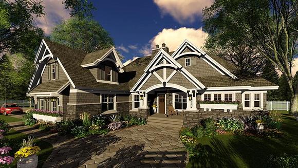 Bungalow, Cottage, Country, Craftsman, Tudor House Plan 42680 with 3 Beds, 3 Baths, 2 Car Garage Elevation