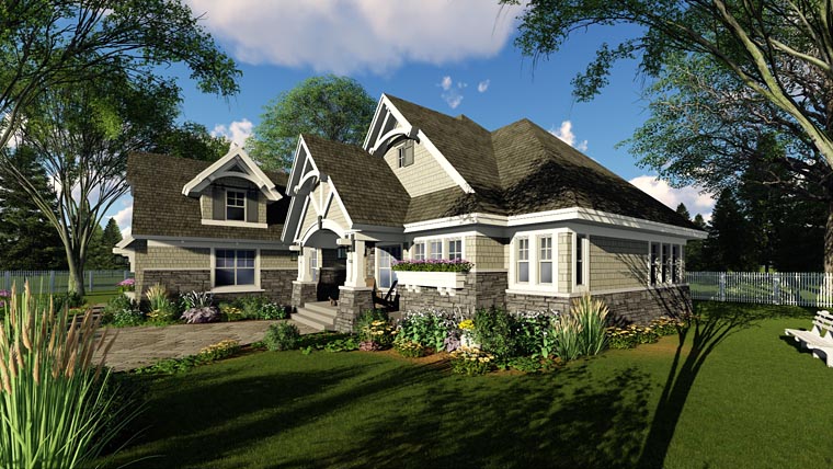 Bungalow, Cottage, Country, Craftsman, Tudor Plan with 2465 Sq. Ft., 3 Bedrooms, 3 Bathrooms, 2 Car Garage Picture 2