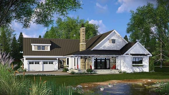 Country, Farmhouse, French Country, Traditional House Plan 42682 with 3 Beds, 3 Baths, 2 Car Garage Elevation