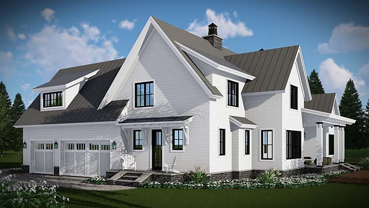 Country, Farmhouse, Traditional Plan with 2528 Sq. Ft., 4 Bedrooms, 3 Bathrooms, 3 Car Garage Picture 4