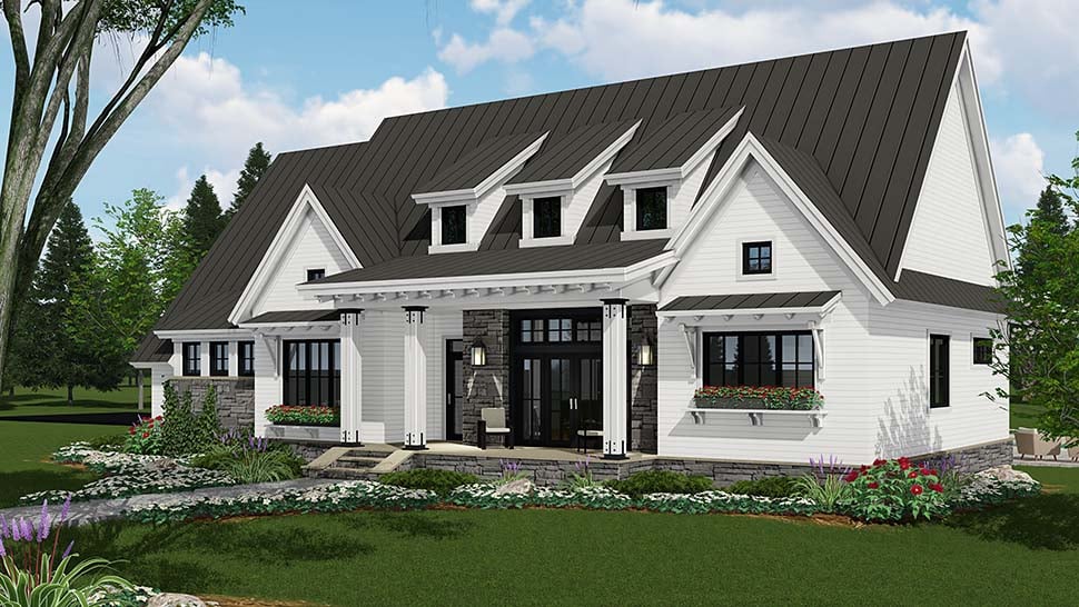Country, Farmhouse, Traditional Plan with 2287 Sq. Ft., 3 Bedrooms, 3 Bathrooms, 2 Car Garage Picture 2