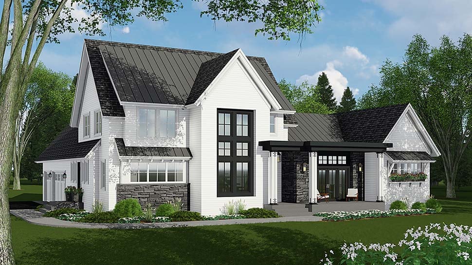 Country, Farmhouse Plan with 3011 Sq. Ft., 4 Bedrooms, 4 Bathrooms, 3 Car Garage Elevation