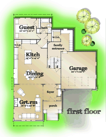 Coastal, Craftsman, Traditional House Plan 42800 with 5 Beds, 4 Baths, 2 Car Garage First Level Plan
