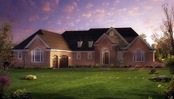 European, Traditional House Plan 42801 with 3 Beds, 3 Baths, 3 Car Garage Elevation