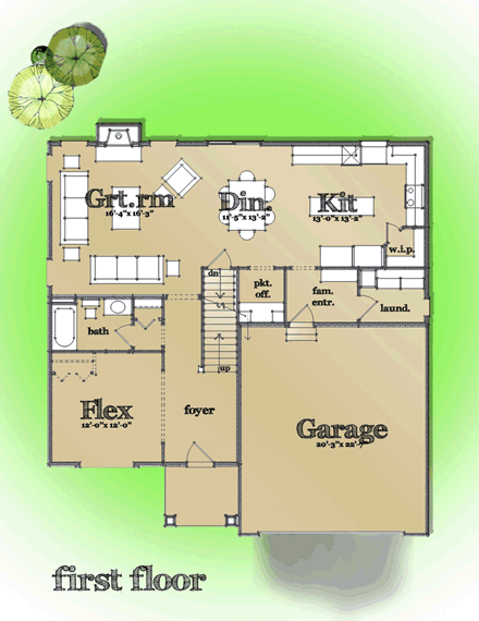 Cottage, Craftsman, Traditional House Plan 42817 with 4 Beds, 3 Baths, 2 Car Garage First Level Plan