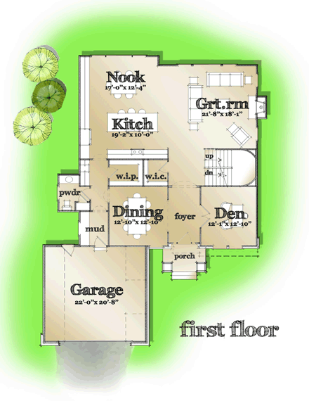 Coastal, Craftsman, European, Traditional House Plan 42819 with 4 Beds, 5 Baths, 2 Car Garage First Level Plan