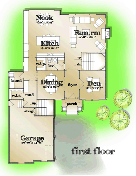 Cape Cod, Craftsman House Plan 42821 with 5 Beds, 5 Baths, 2 Car Garage First Level Plan