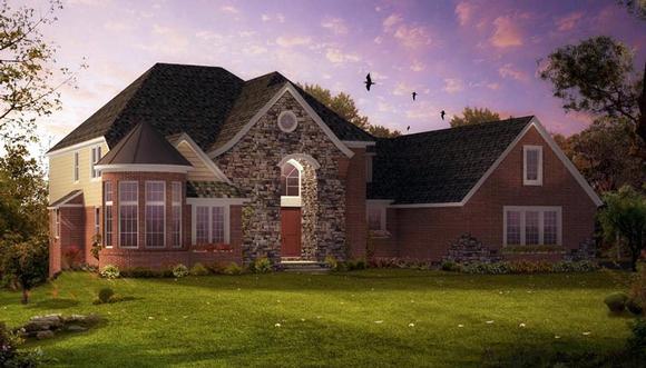 European, Traditional House Plan 42825 with 4 Beds, 4 Baths, 4 Car Garage Elevation