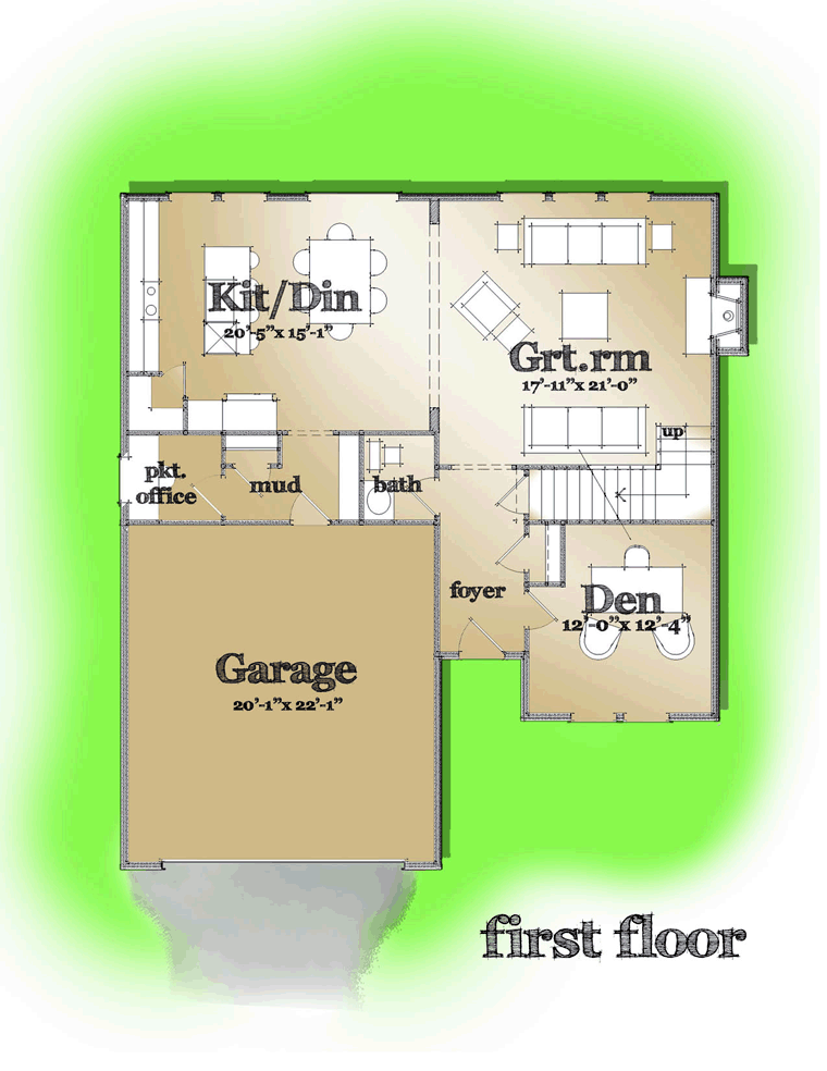 Cottage, Country, Craftsman, Farmhouse, Traditional House Plan 42827 with 4 Beds, 3 Baths, 2 Car Garage Level One