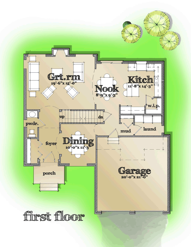 Cottage, Country, Craftsman House Plan 42828 with 4 Beds, 3 Baths, 2 Car Garage Level One
