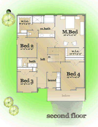 Cape Cod, Coastal House Plan 42836 with 4 Beds, 3 Baths, 3 Car Garage Second Level Plan