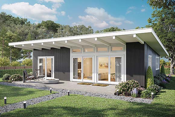 Contemporary, Modern House Plan 42902 with 3 Beds, 2 Baths Elevation