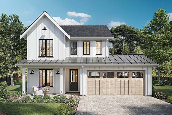 Country, Farmhouse House Plan 42904 with 4 Beds, 3 Baths, 2 Car Garage Elevation