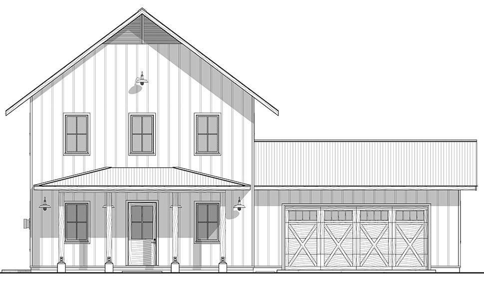 Country, Farmhouse Plan with 2380 Sq. Ft., 4 Bedrooms, 3 Bathrooms, 2 Car Garage Picture 4
